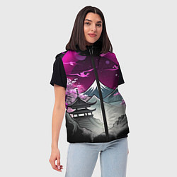 Женский жилет Горы и сакура в Японии, цвет: 3D-светло-серый — фото 2