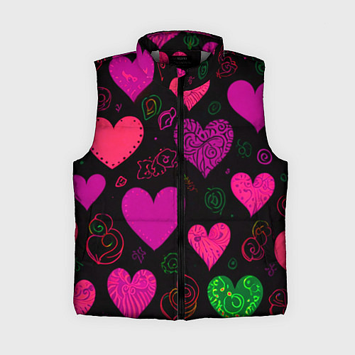 Женский жилет Сердечки на черном / 3D-Светло-серый – фото 1