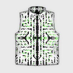 Женский жилет Чёрно-зелёный диагональные полосы на белом фоне, цвет: 3D-светло-серый