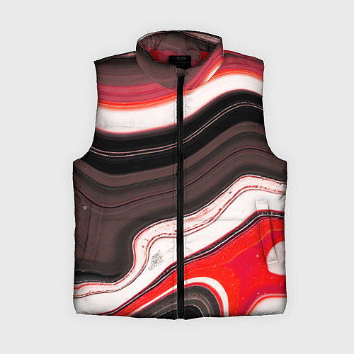 Женский жилет Волнистые горизонтальные чёрно-красные полосы на б / 3D-Красный – фото 1