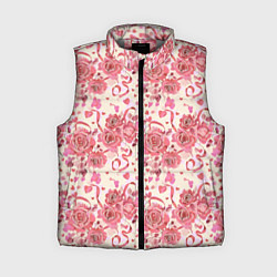 Женский жилет Букеты роз с сердечками, цвет: 3D-светло-серый