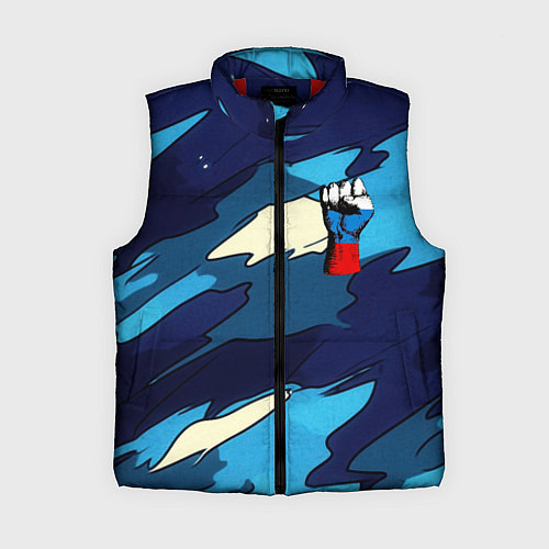 Женский жилет Синий камуфляж русская сила / 3D-Красный – фото 1