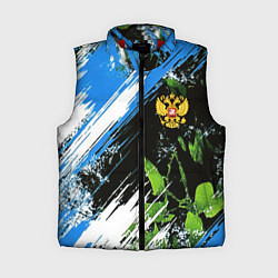 Женский жилет Герб России на камуфляже, цвет: 3D-красный