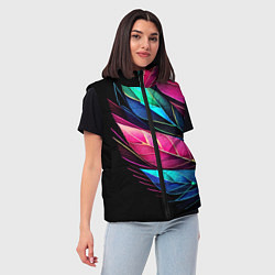 Женский жилет Букет из цветных перьев - неон, цвет: 3D-красный — фото 2