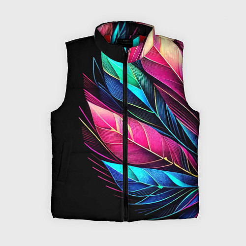 Женский жилет Букет из цветных перьев - неон / 3D-Красный – фото 1