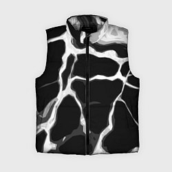 Женский жилет Белые абстрактные полосы на чёрном фоне