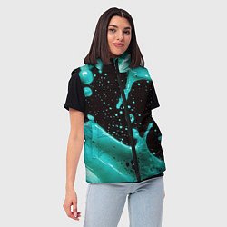 Женский жилет Голубая краска и капли, цвет: 3D-красный — фото 2