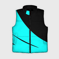 Женский жилет Чёрный и неоновый голубой двуцветный с полосой, цвет: 3D-черный