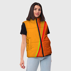 Женский жилет Оранжевый с красным абстрактный с текстурой, цвет: 3D-светло-серый — фото 2