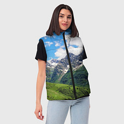 Женский жилет Домбай - горный пейзаж на Северном Кавказе, цвет: 3D-черный — фото 2