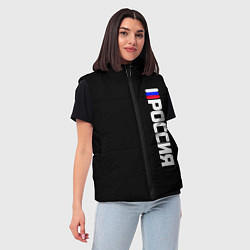 Женский жилет Россия с флагом чёрный фон, цвет: 3D-черный — фото 2