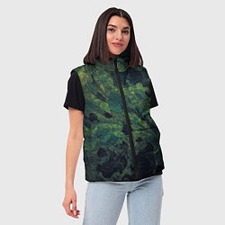 Женский жилет Абстракция - green camouflage background, цвет: 3D-черный — фото 2
