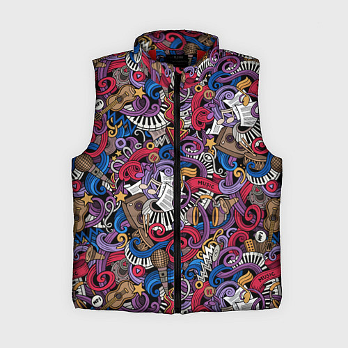 Женский жилет Музыкальный коллаж / 3D-Красный – фото 1