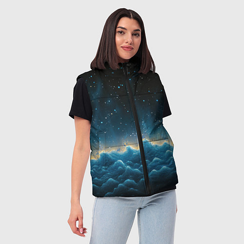 Женский жилет Облака и черное небо текстура / 3D-Светло-серый – фото 3