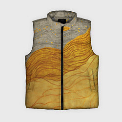 Женский жилет Золотые волны на сером текстура, цвет: 3D-светло-серый