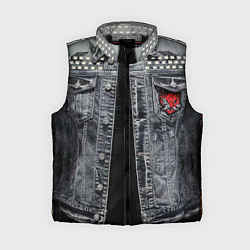 Женский жилет Джинсовка с татуировками самурай киберпанк, цвет: 3D-черный