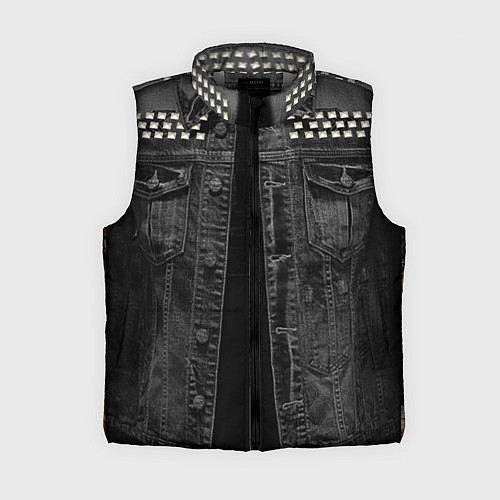 Женский жилет Джинсовка с татуировкой дракона и самурая - имитац / 3D-Светло-серый – фото 1