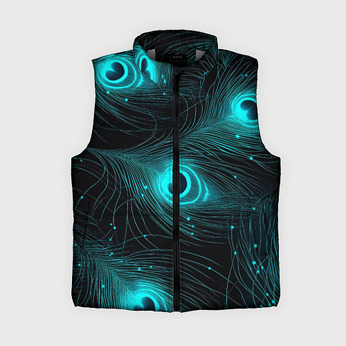 Женский жилет Светящиеся перья павлина паттерн / 3D-Светло-серый – фото 1