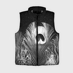 Женский жилет Изогнутые белые перья павлина - чб иллюстрация