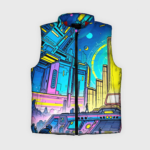 Женский жилет Космический город / 3D-Красный – фото 1