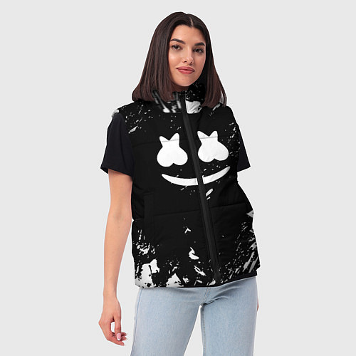 Женский жилет Marshmello брызги красок / 3D-Светло-серый – фото 3