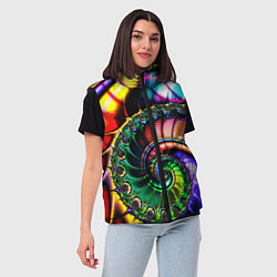 Женский жилет Фрактальный узор неоновый, цвет: 3D-светло-серый — фото 2