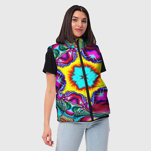 Женский жилет Абстракция узор фракталы / 3D-Светло-серый – фото 3