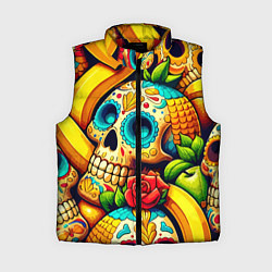 Женский жилет Colorfull skulls and bananas - pop art pattern, цвет: 3D-красный
