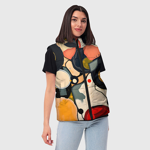 Женский жилет Абстракция с кругами и краской / 3D-Светло-серый – фото 3