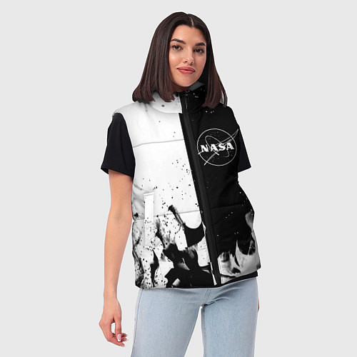 Женский жилет Nasa черно белый огонь / 3D-Светло-серый – фото 3