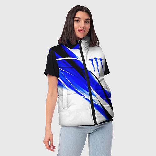 Женский жилет Monster energy линии абстракции / 3D-Светло-серый – фото 3