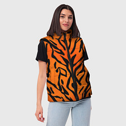 Женский жилет Тигровый огненный паттерн, цвет: 3D-черный — фото 2