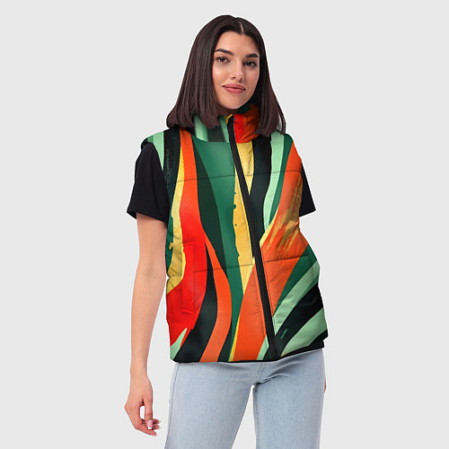 Женский жилет Тропическая жаркая абстракция / 3D-Светло-серый – фото 3