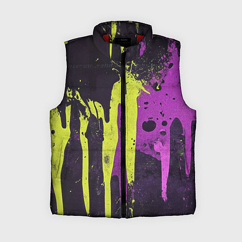 Женский жилет Желтая и фиолетовая краска на черном / 3D-Красный – фото 1