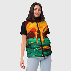 Женский жилет Оранжевая клякса текстура, цвет: 3D-черный — фото 2