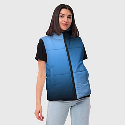 Женский жилет Градиент сине-голубой пополам, цвет: 3D-черный — фото 2