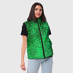 Женский жилет Зелёный малахит абстрактная текстура, цвет: 3D-черный — фото 2