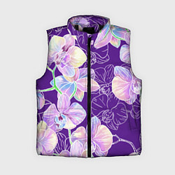 Женский жилет Японские акварельные орхидеи, цвет: 3D-черный