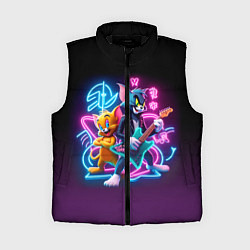 Женский жилет Гитарист Том и вокалист Джерри - неоновое свечение, цвет: 3D-черный