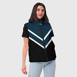 Женский жилет Синий с чёрным и белые полосы, цвет: 3D-черный — фото 2