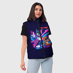 Женский жилет Том и Джерри рок музыканты - неоновое свечение, цвет: 3D-черный — фото 2