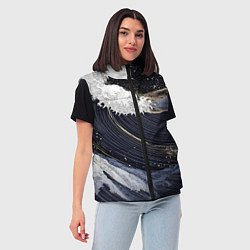 Женский жилет Волны моря с блестками, цвет: 3D-черный — фото 2