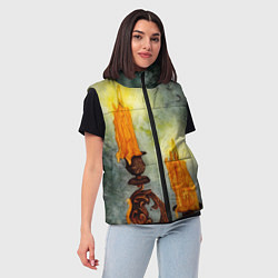 Женский жилет Две горящие свечи в темноте, цвет: 3D-черный — фото 2