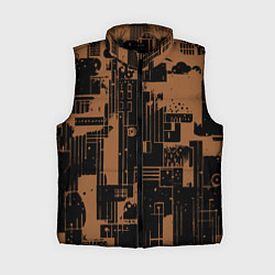 Женский жилет Чёрно-коричневый абстракция геометричный, цвет: 3D-черный