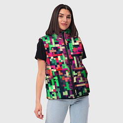 Женский жилет Зелёно-розовый геометричные фигуры, цвет: 3D-черный — фото 2