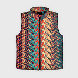 Женский жилет Красно-синий искажённые полосы узор