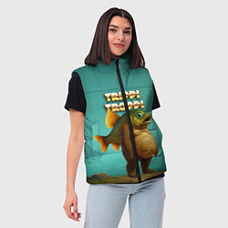 Женский жилет Trippi Troppi рыба мем, цвет: 3D-черный — фото 2