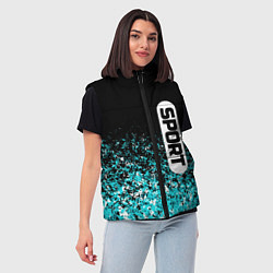 Женский жилет Sport чёрно-голубой пятнистый, цвет: 3D-черный — фото 2