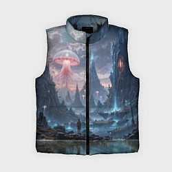 Женский жилет Фантастический мир с медузами и озеро у гор