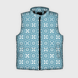 Женский жилет Бело - голубой ажурный кружевной узор ретро, цвет: 3D-черный